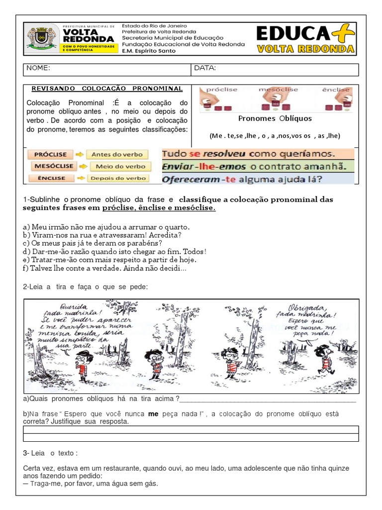 Atividades sobre Pronomes, Exemplos, tudo Explicado