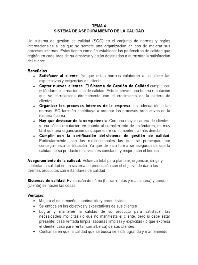 Sistema de Aseguramiento de Calidad | PDF