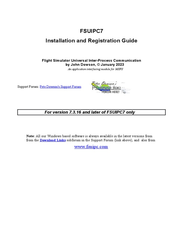 Installing and Registering FSUIPC7 PDF | PDF | Technology & Engineering