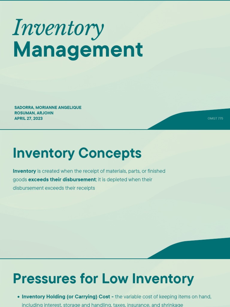 Inventory Management Concepts and Strategies | PDF