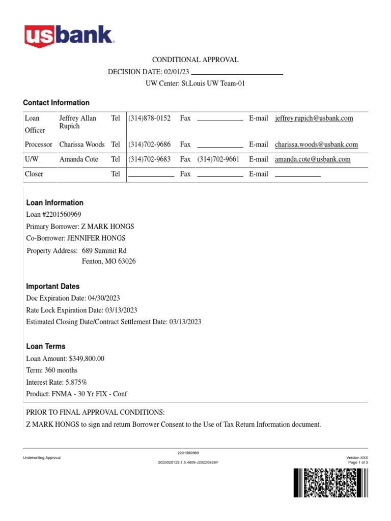 Preapproved Mortgage Or Conditional Approval