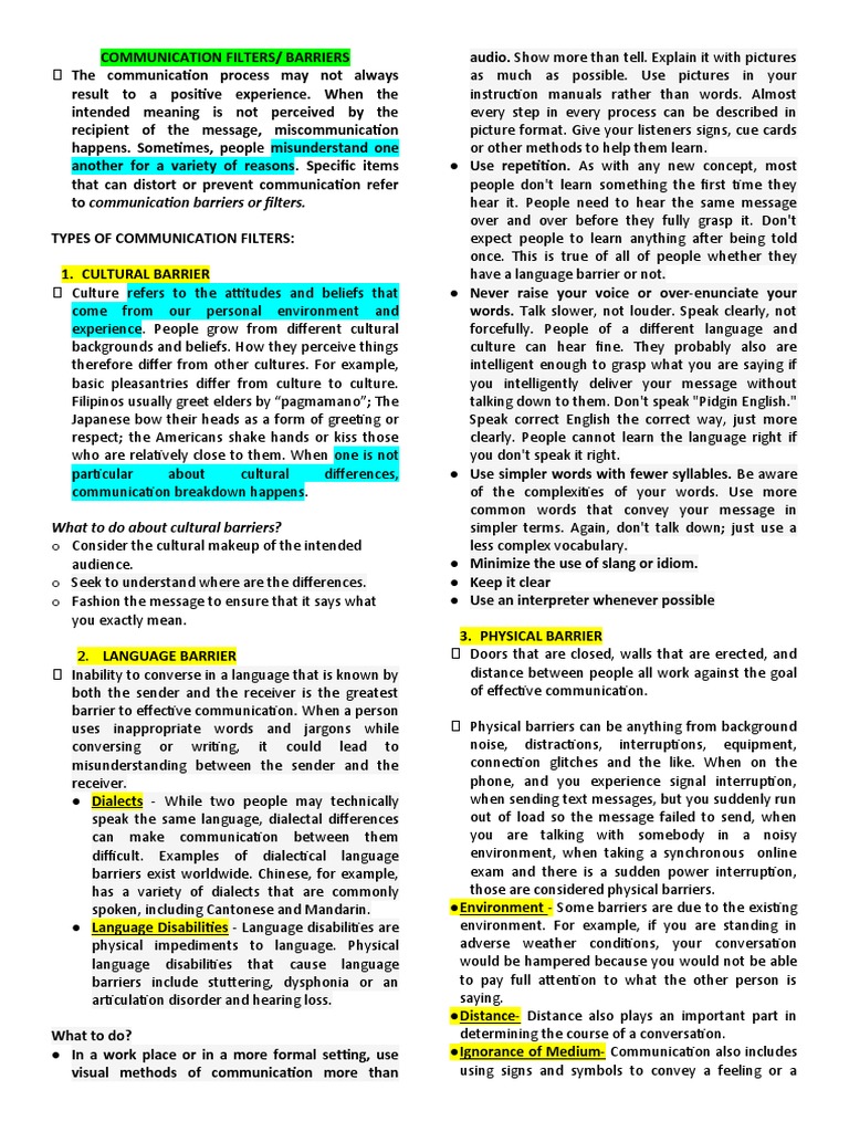 Understanding Communication Filters | PDF | Career & Growth | Self ...