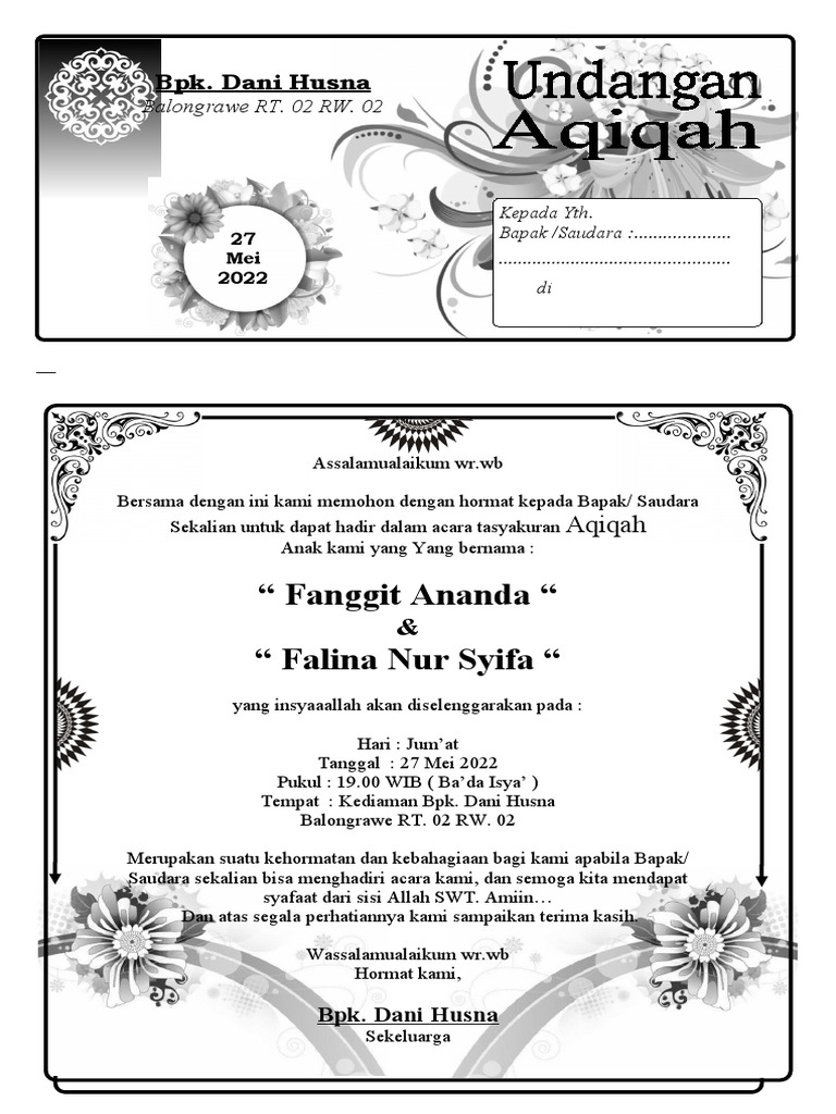 Undangan Aqiqah | PDF