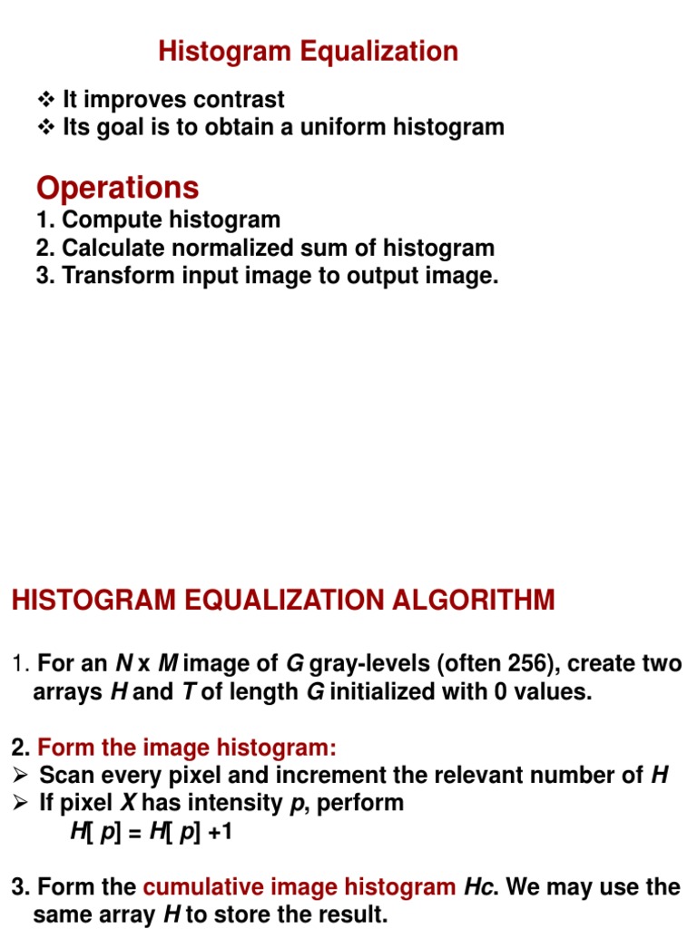 Histogram Equalization Algorithm Guide | PDF | Teaching Methods ...