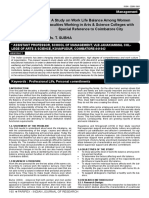 A Study On Work Life Balance Among Women Faculties Working in Arts & Science Colleges With Special Reference To Coimbatore City Ms. T. Subha