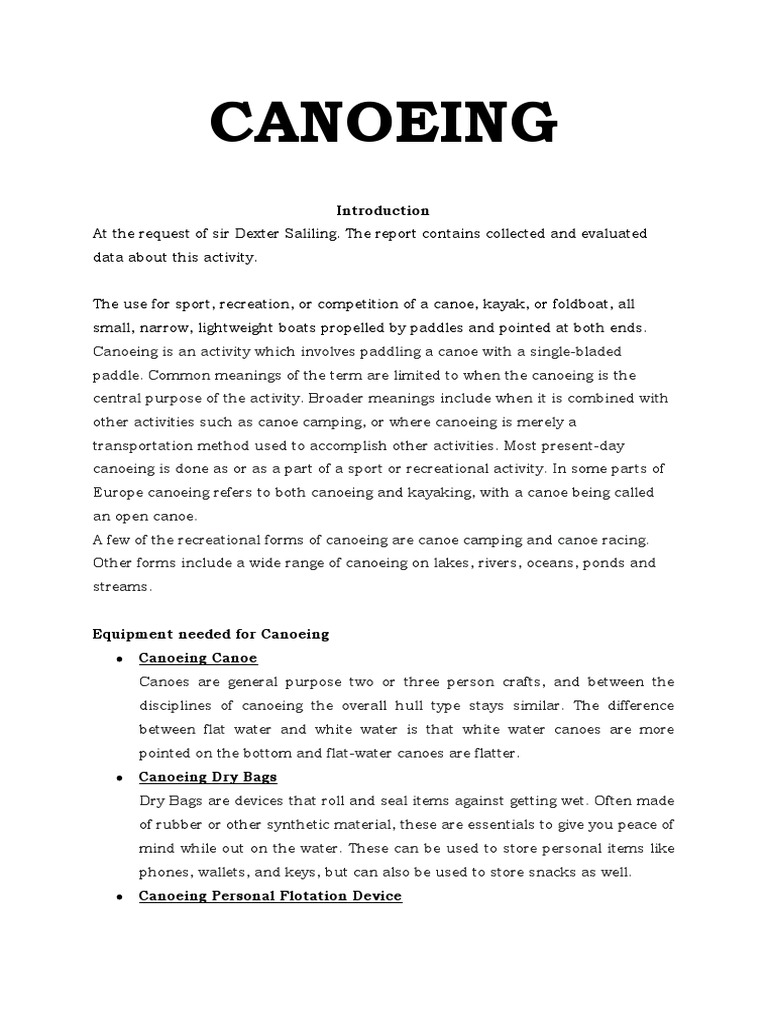 Written Report Canoeing PDF