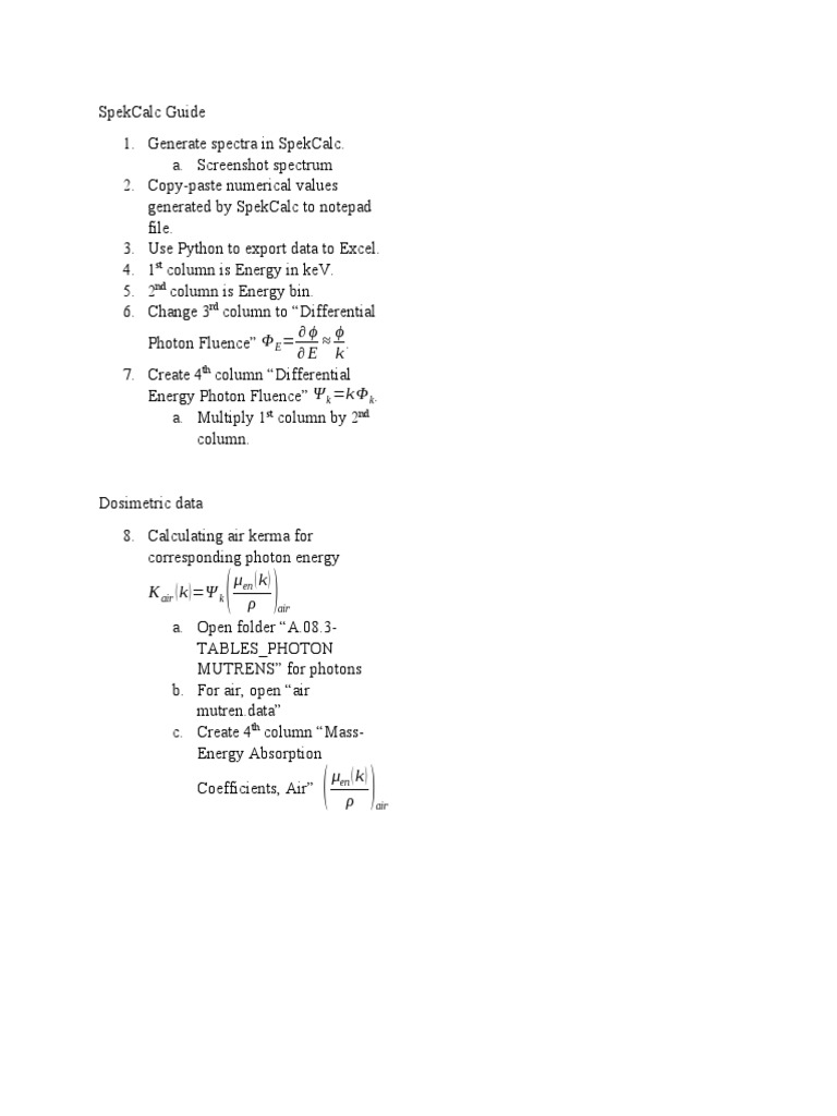 SpekCalc Data Export and Dosimetry Guide | PDF | Science & Mathematics ...