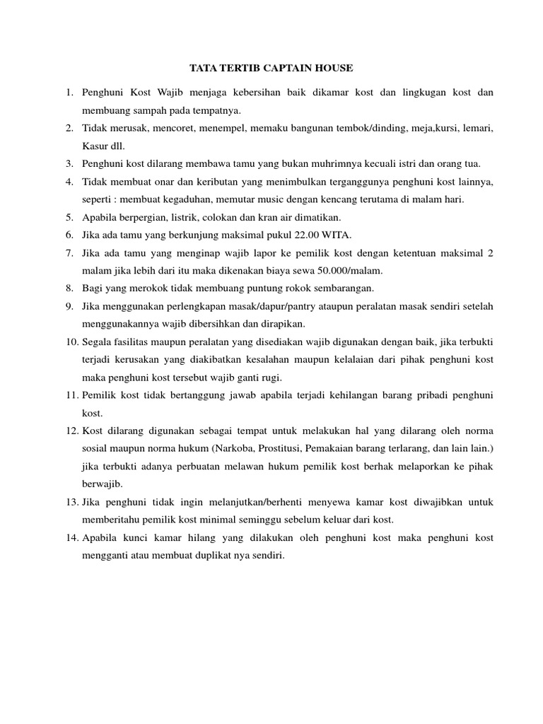 Tata Tertib Captain House PDF PDF