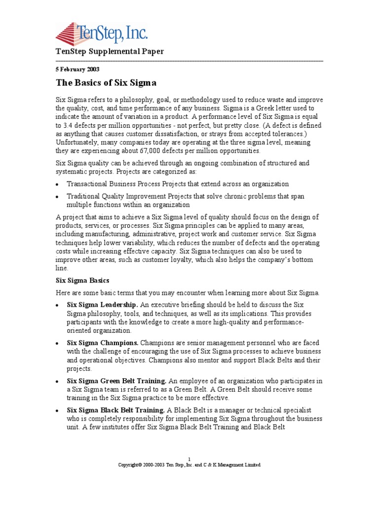 700 The Basics of Six Sigma | PDF | Six Sigma | Business Process