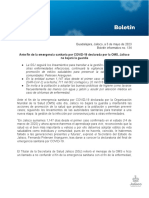 Bol 134 Ante Fin de de La Emergencia Sanitaria Por COVID19 Declarada