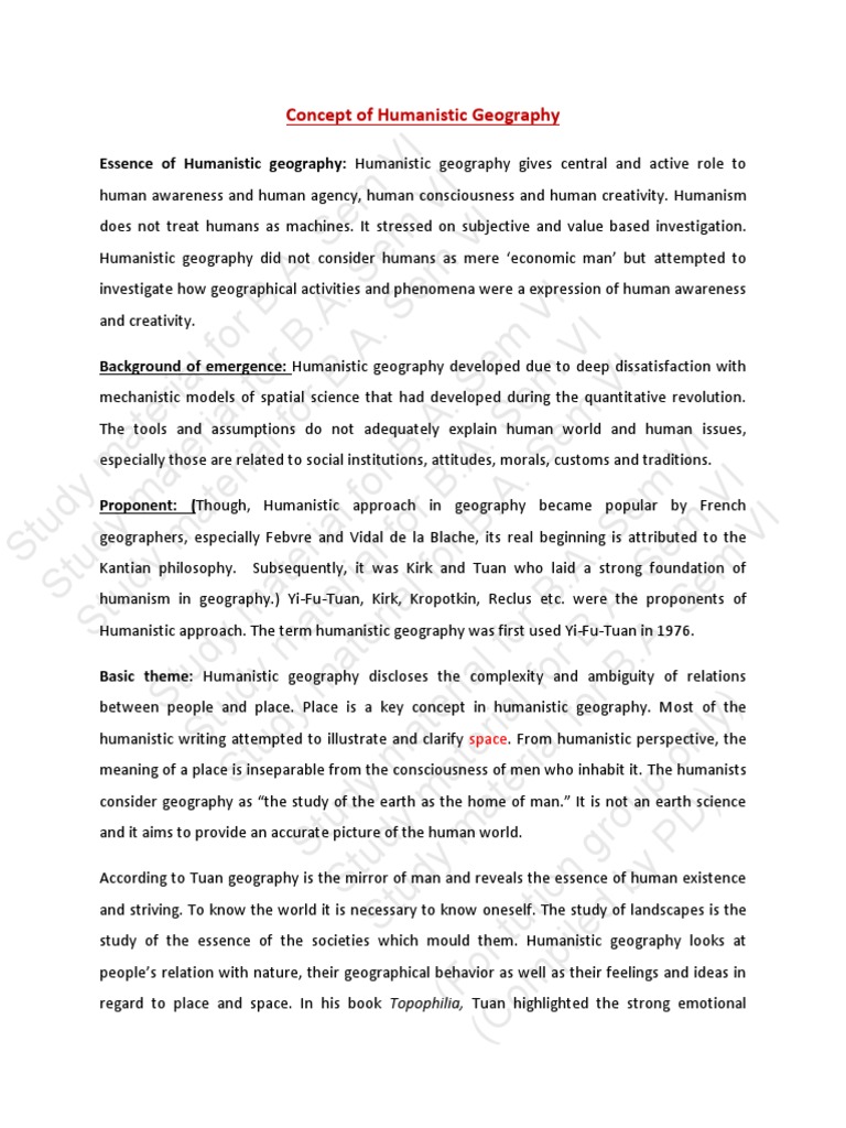 Concept of Humanistic Geography PDF