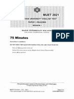 MUET Reading Past Paper Session 1 2021 PDF