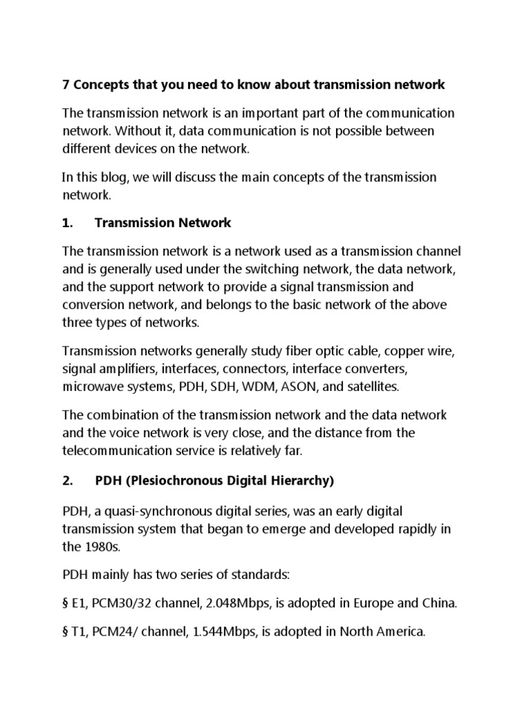 7 Concepts That You Need To Know About Transmission Network PDF