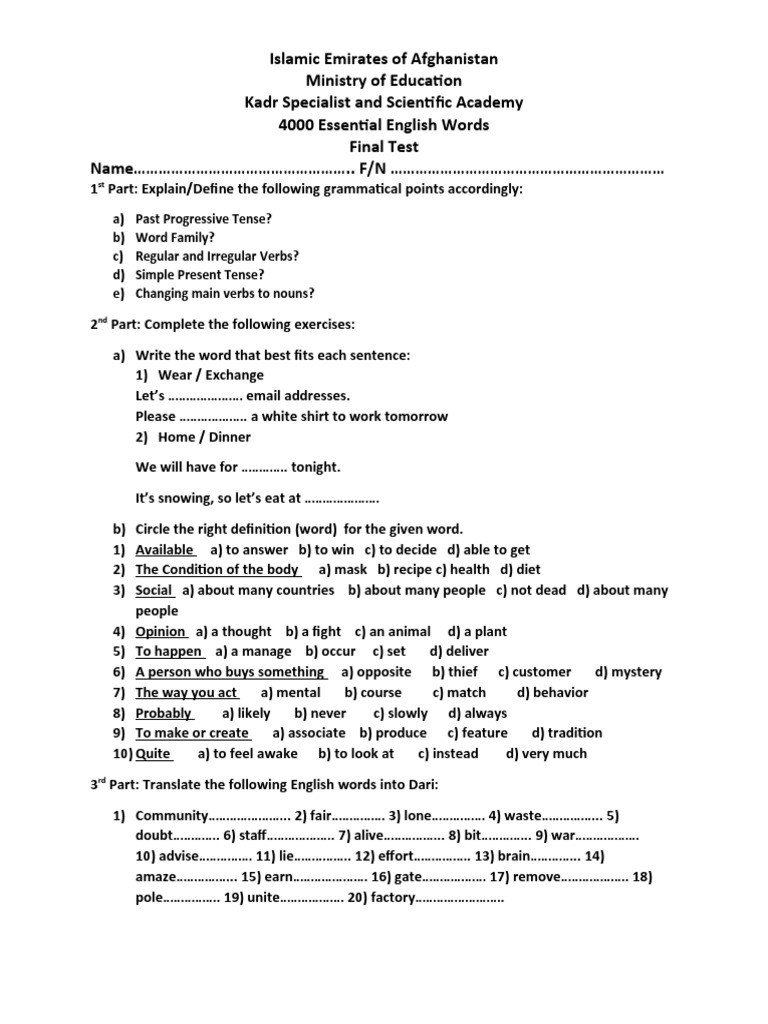 4000 Esssential English Words | PDF | Word | Grammatical Tense