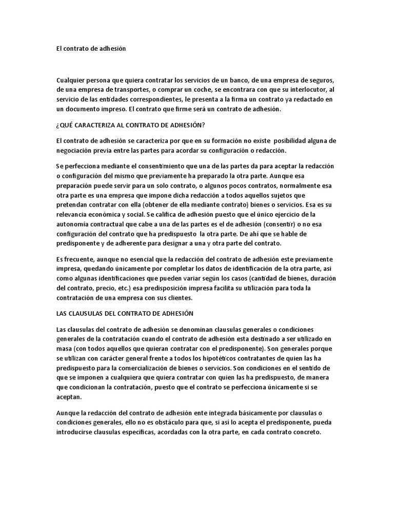 Contrato de Adhesión | PDF | Business | Economias