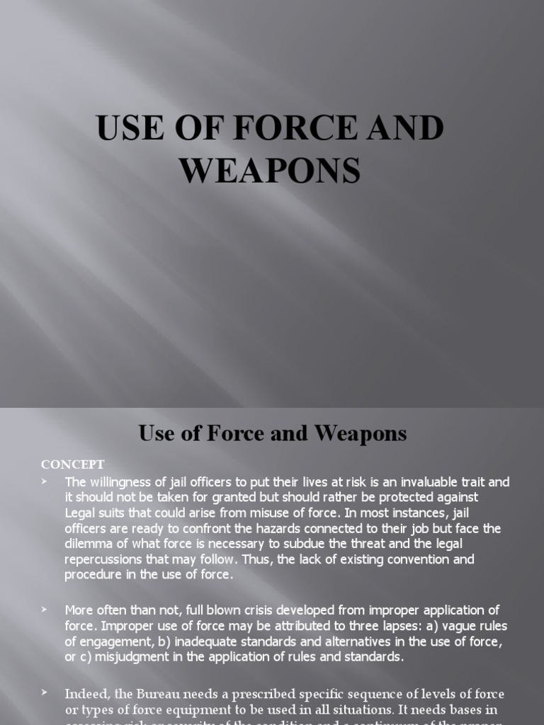 A Framework for Defining and Regulating the Proper Use of Force in ...