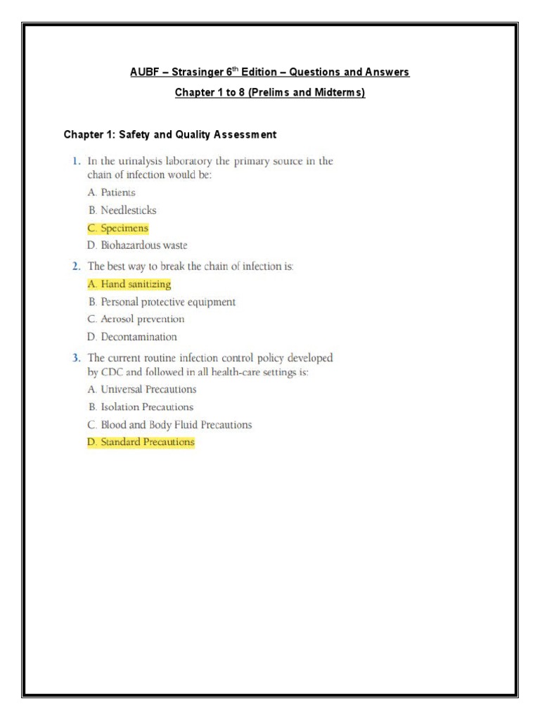 AUBF Strasinger 6th Edition Q&A | PDF | Science & Mathematics