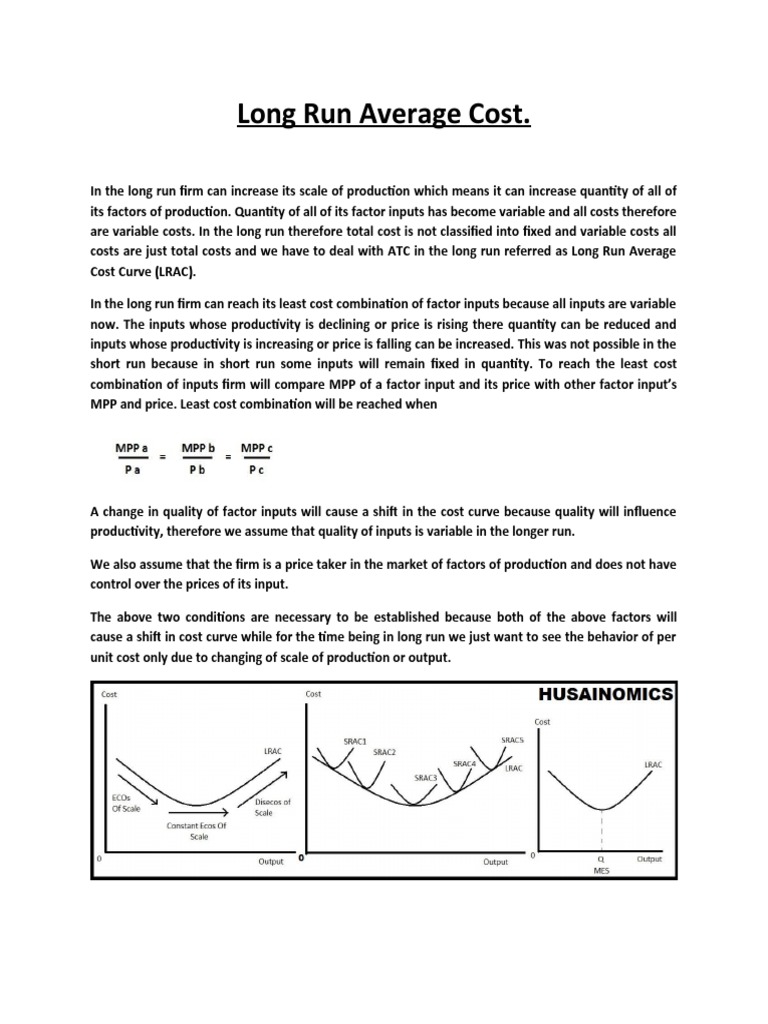 Understanding Long Run Average Cost (LRAC) | PDF