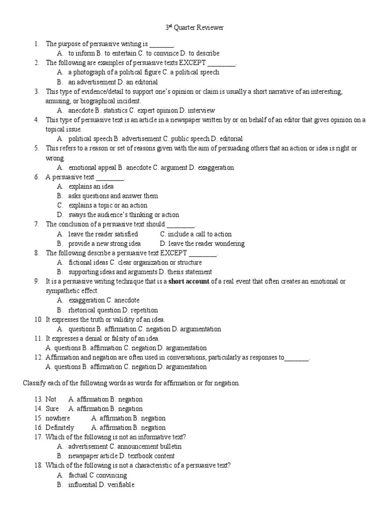 3rd Quarter Reviewer | PDF