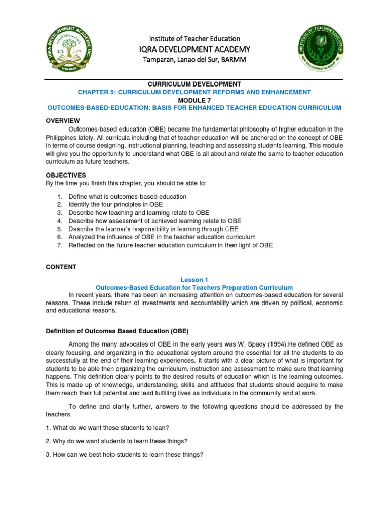 Module 7 Curriculum Development PDF | PDF