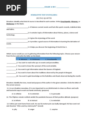 summative test in english 6 quarter 2