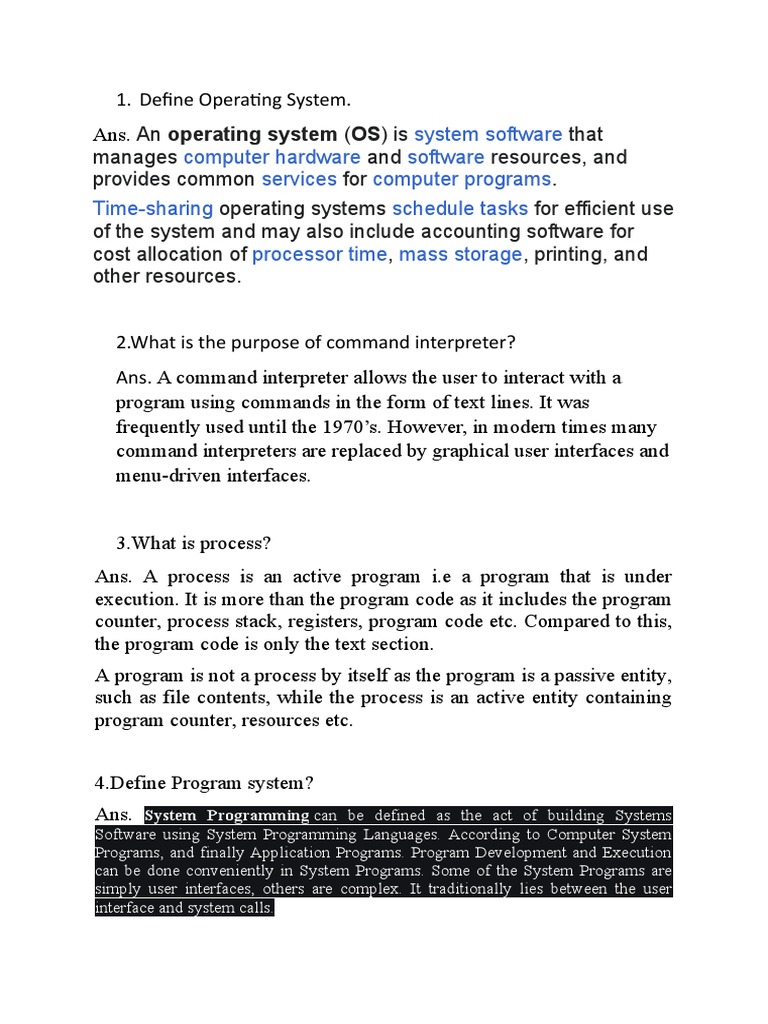 Command Interpreter in Operating Systems | PDF | Computers | Technology ...