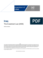 Iraq - Investment Law (English) PDF