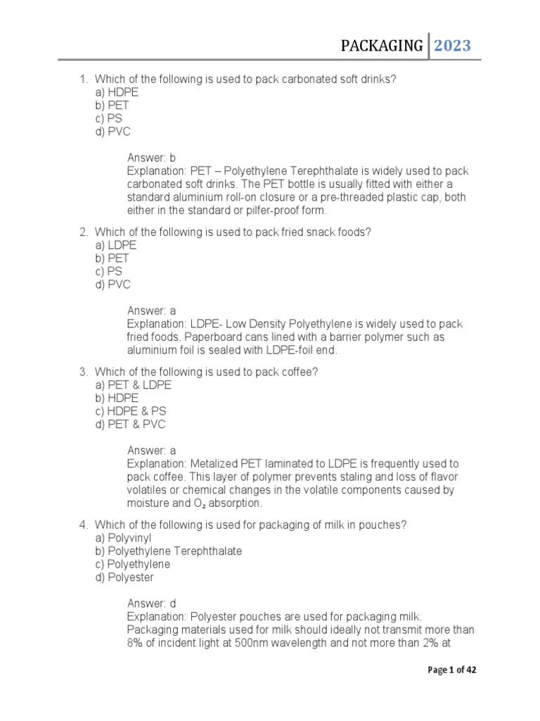 Packaging MCQ PDF | PDF | Home & Garden | Science & Mathematics