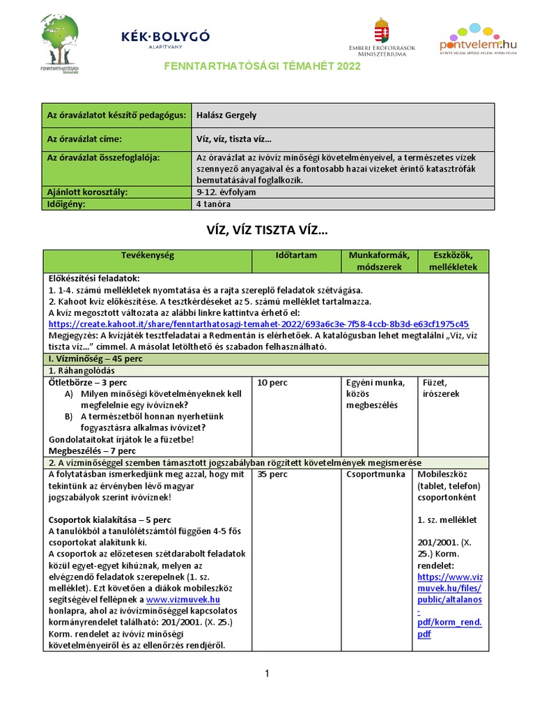 Víz, Víz Tiszta Víz PDF | PDF