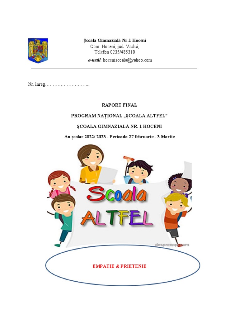 Raport scoala altfel 2022 2023 pdf