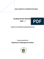 National Board of Accreditation (Nba) : Department of Management Studies