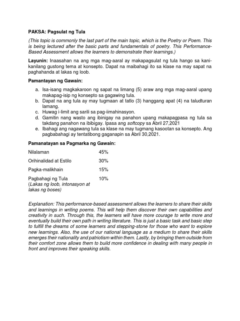 Making Performance Task | PDF