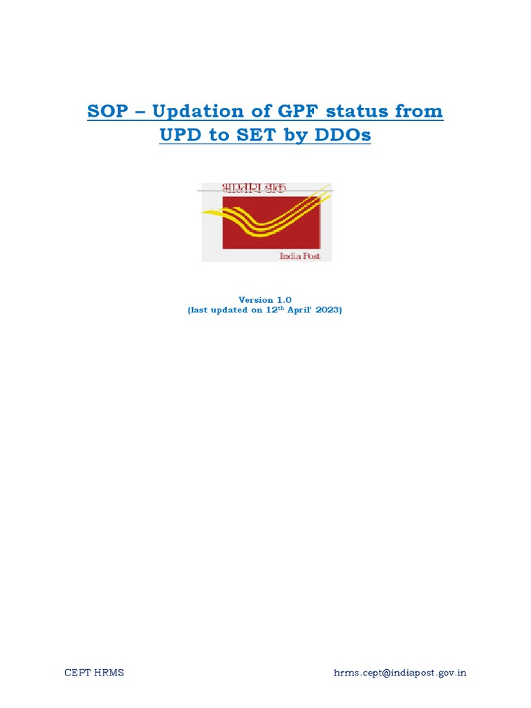 SOP GPF status change by DDOs PDF