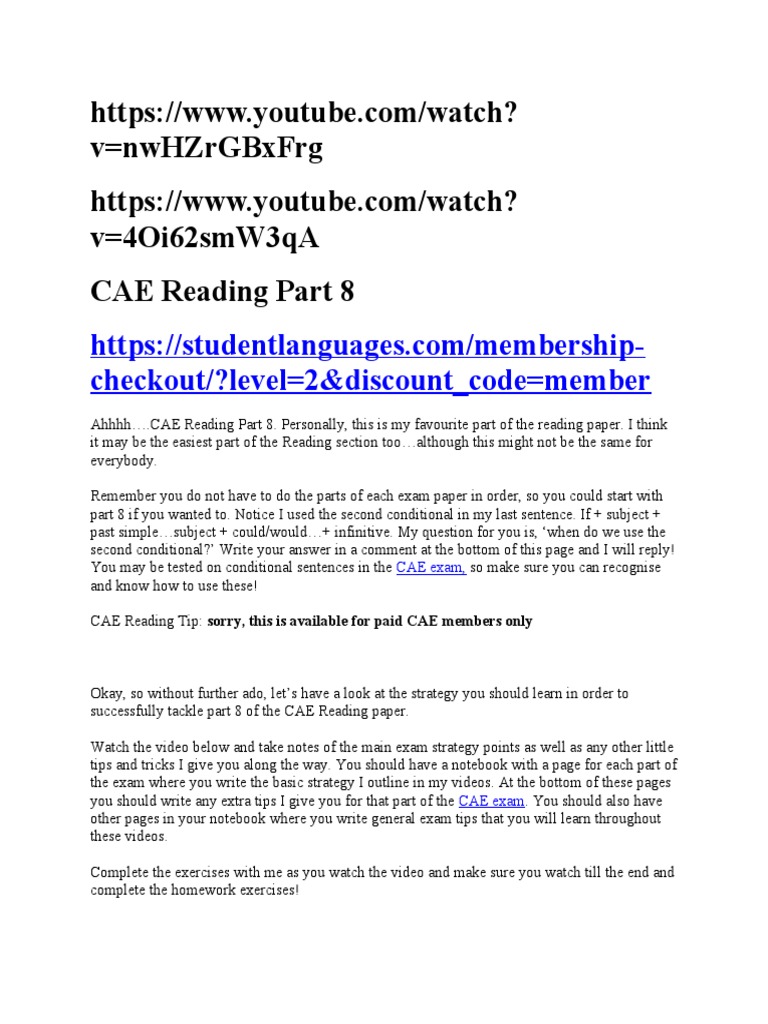 Cae Reading Part 5