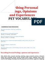 Describing Personal Feelings, Opinions and Experiences - Pet Vocabulary