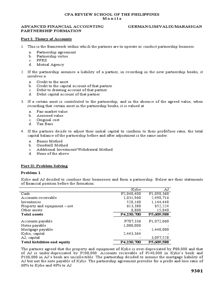 Partnership Formation Accounting Guide | PDF | Book Value | Debits And ...