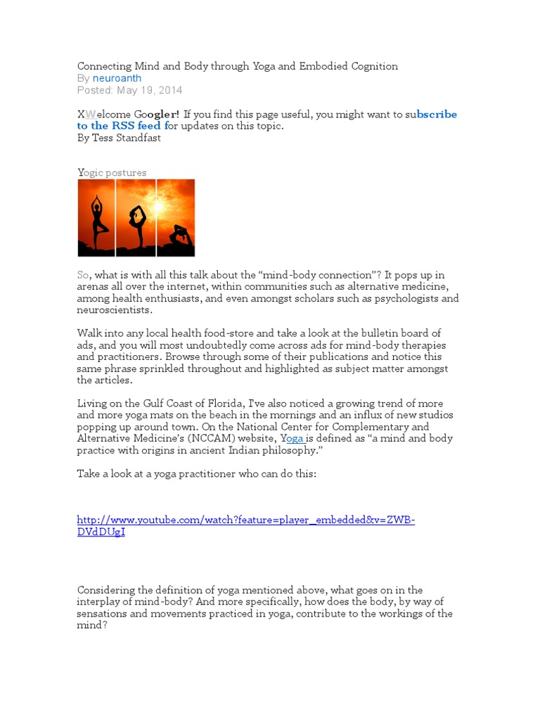 Connecting Mind and Body Through Yoga and Embodied Cognition | PDF