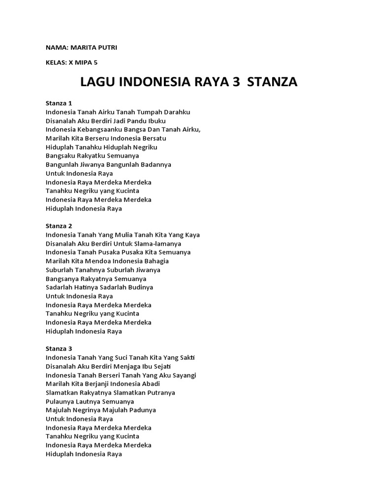 Lagu indonesia raya 3 stanza pdf