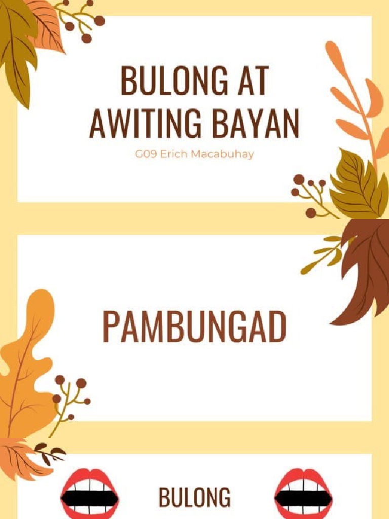 Awiting Bayan At Bulong Filipino Pdf