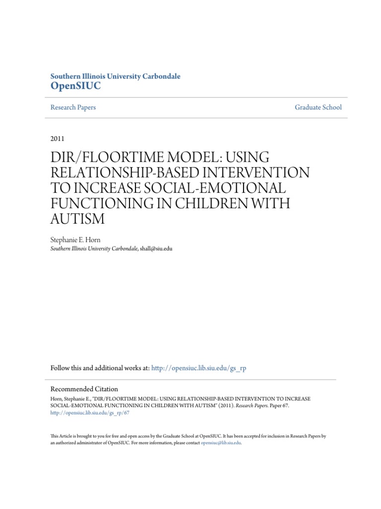 DIR/Floortime Model for Autism Support | PDF | Autism Spectrum ...