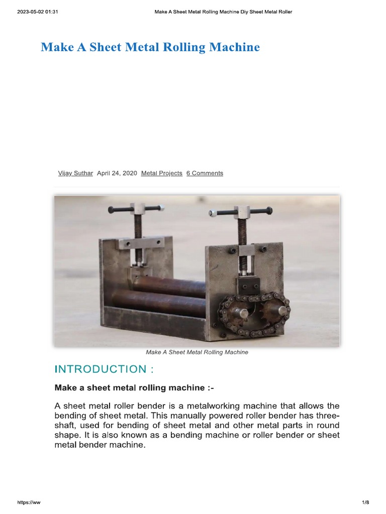 Make A Sheet Metal Rolling Machine PDF PDF