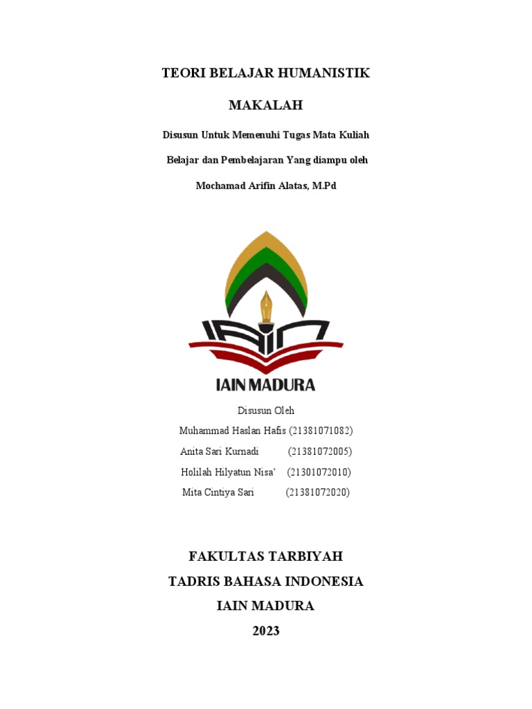 Makalah TEORI BELAJAR HUMANISTIK | PDF
