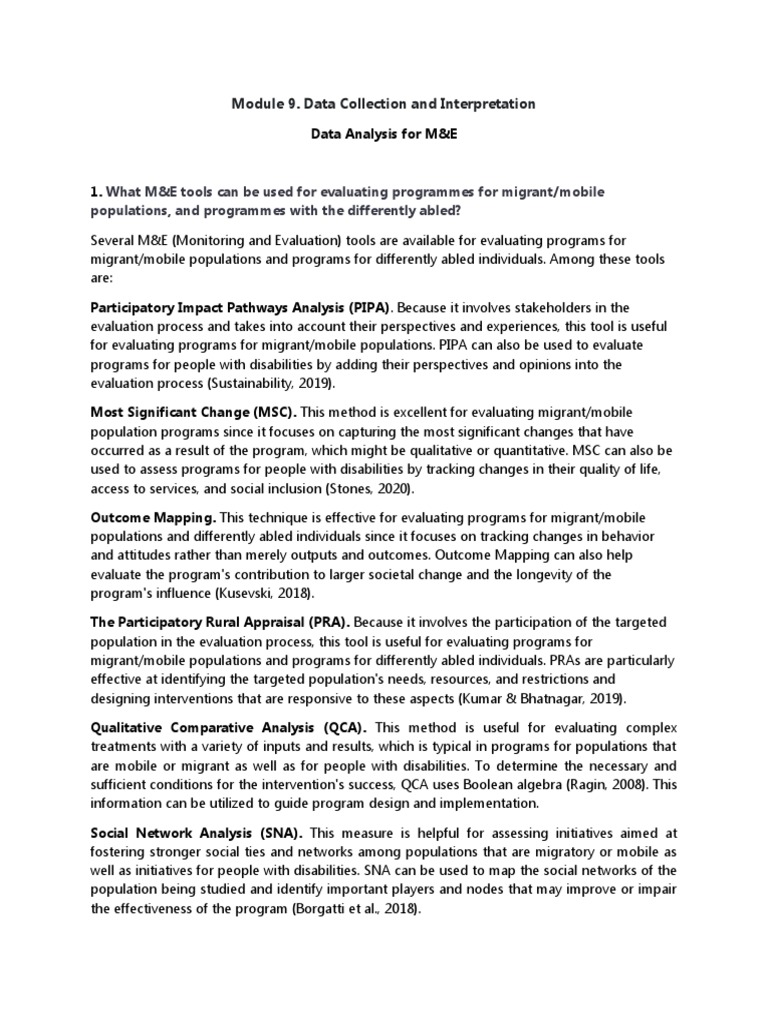 Module 9 - Data Analysis For M&E | PDF | Evaluation | Methodology