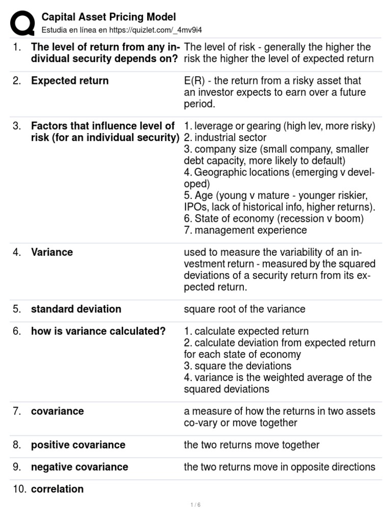 Capital Asset Pricing Model PDF | PDF | Capital Asset Pricing Model ...