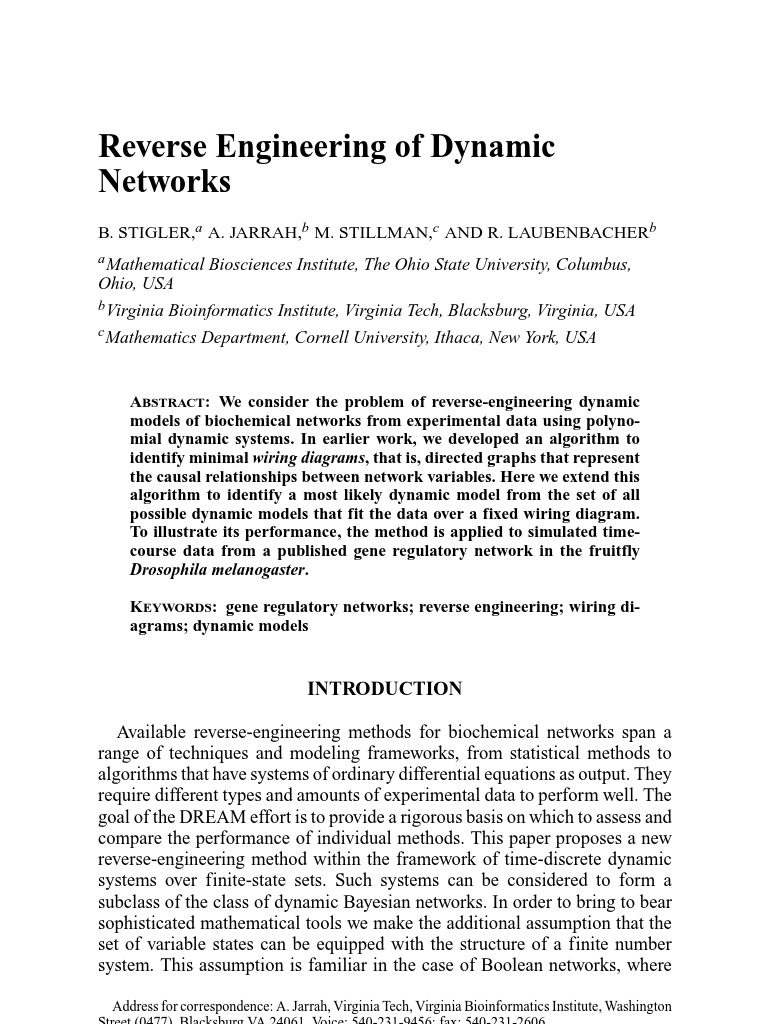 Reverse Engineering Biochemical Networks | PDF | Mathematical Concepts ...