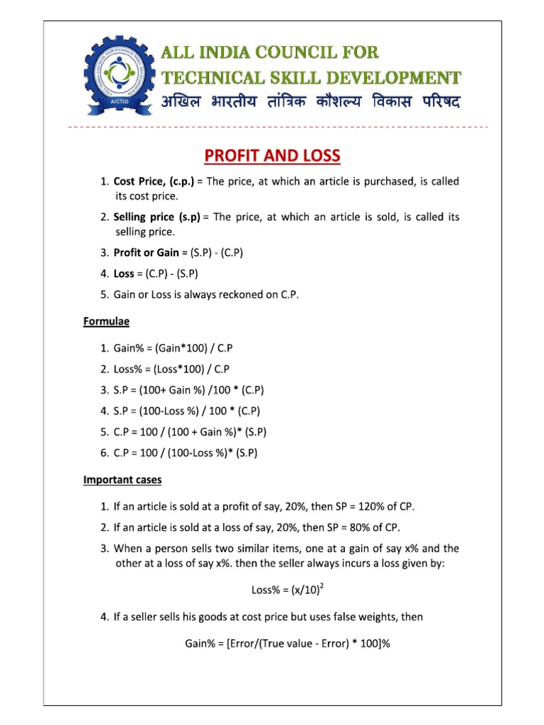 Profit and Loss | PDF