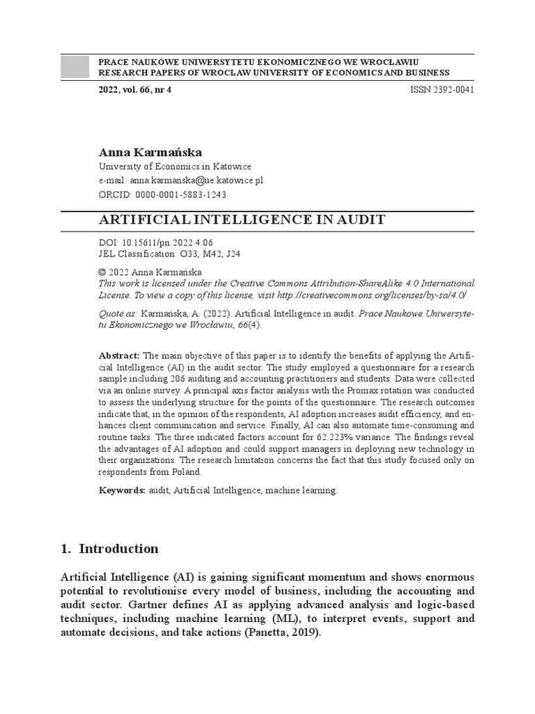 Artificial Intelligence in Audit PDF | PDF