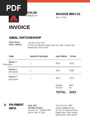 Blue and White Clean Professional Generic Service Invoice