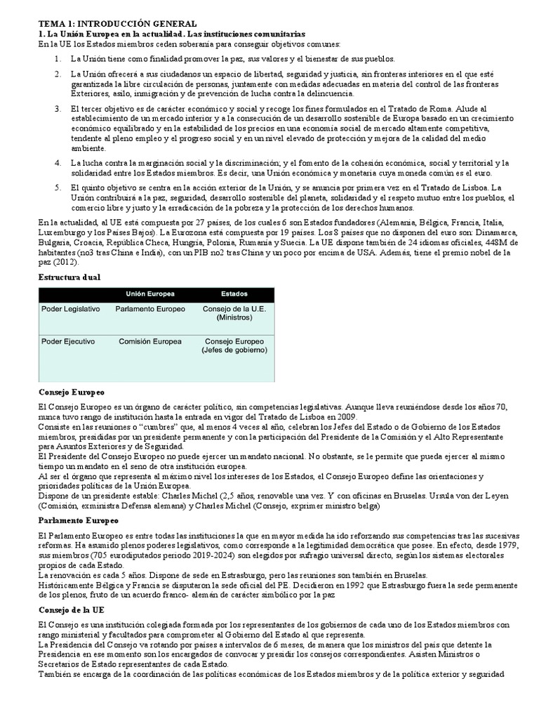 Estructura y Funciones de la UE | PDF | Comisión Europea | Consejo europeo