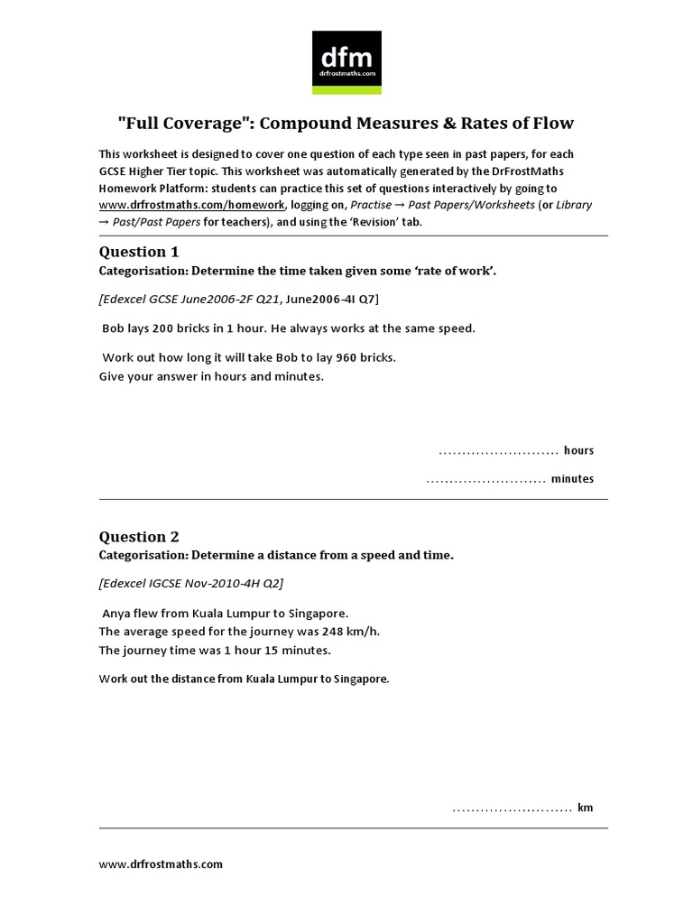 GCSE Compound Measures & Flow Rates | PDF | Teaching Methods ...